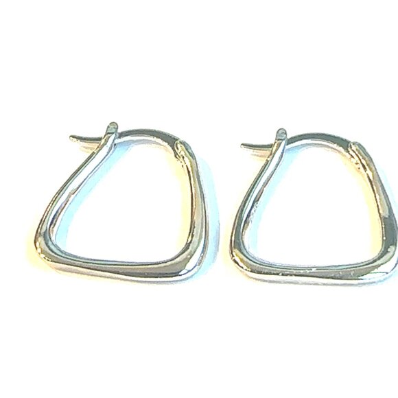 NWOT Sterling Silver 925 Abstract Hoop Earrings Elegant Modern Design - Picture 6 of 11